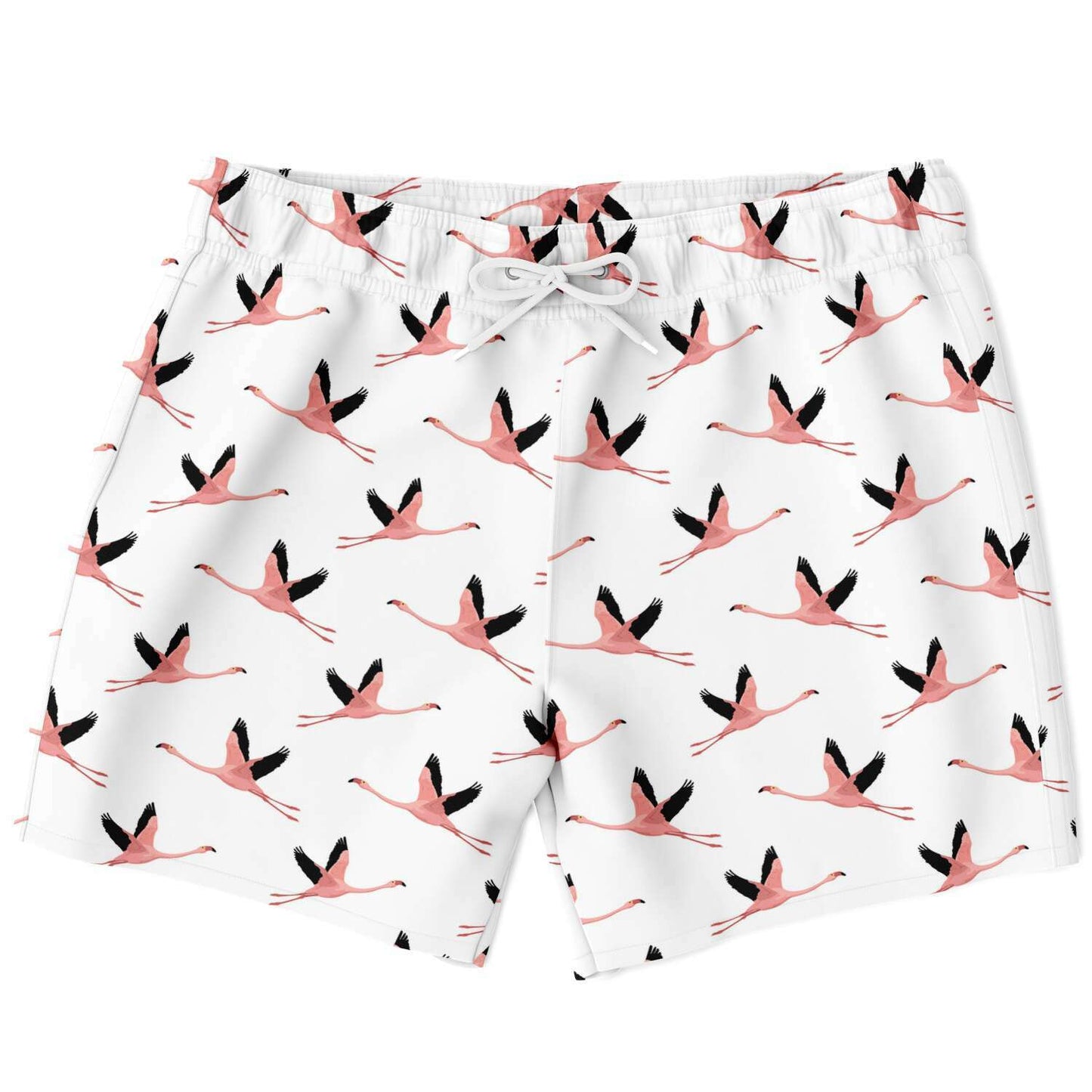 Load image into Gallery viewer, Flying Flamingos White Swim Shorts
