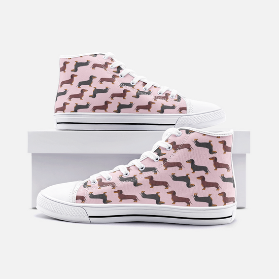 Dachshund Pink High Top Unisex Canvas Shoes