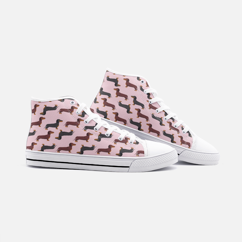 Dachshund Pink High Top Unisex Canvas Shoes