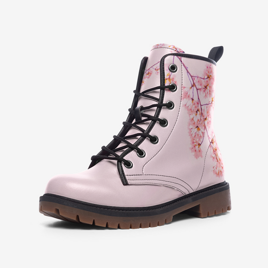 Cherry Blossom Pink Lace Up Boots
