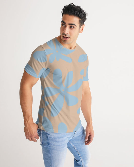 Blue & Brandy Abstract Flowers Men's T Shirt