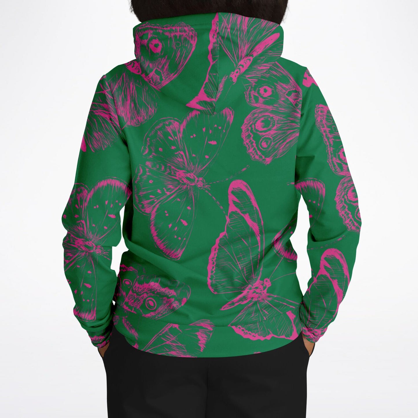 Green Fuchsia Butterflies Unisex Hoodie