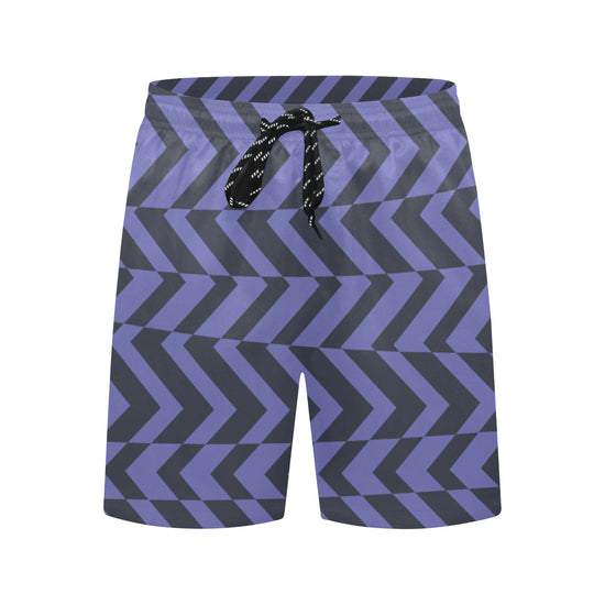 Blue Violet Charcoal Abstract Striped Board Shorts