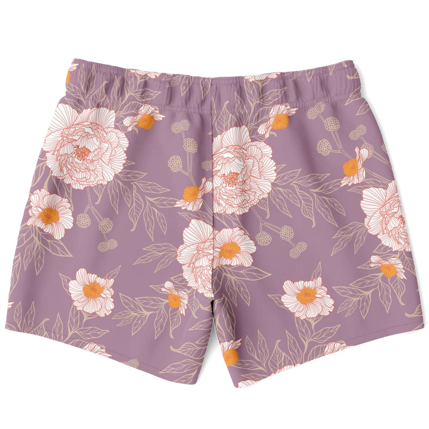 Orange Peonies Floral Rose Swim Shorts