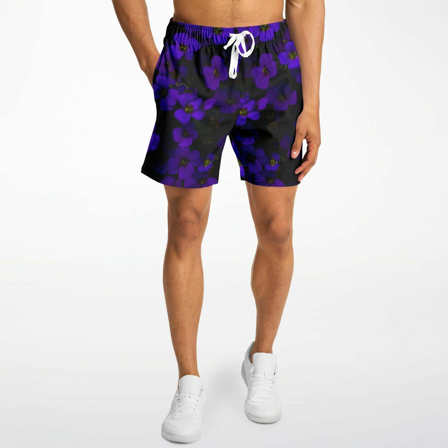 Midnight Purple Flower Fleece Shorts