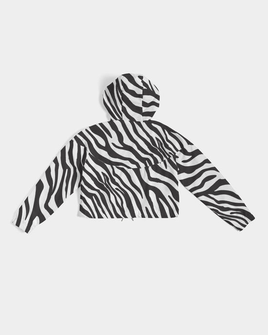 Zebra Print Women's Cropped Windbreaker