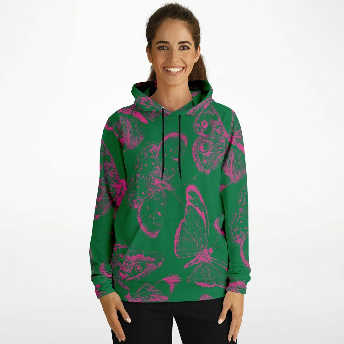 Green Fuchsia Butterflies Unisex Hoodie