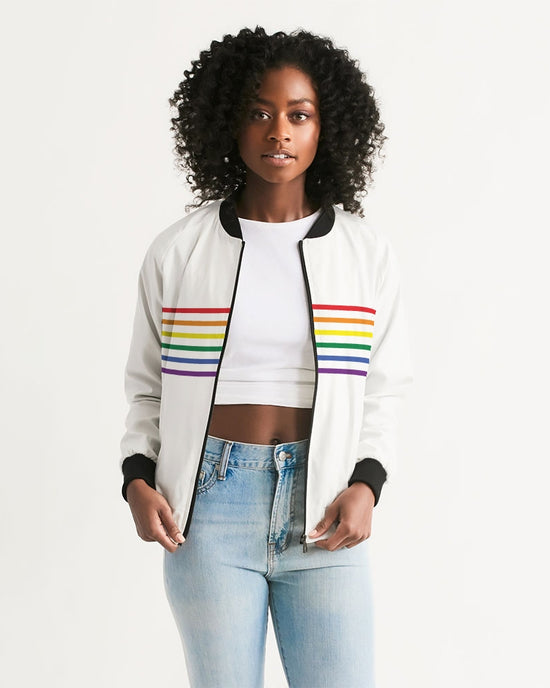 Rainbow Thin Stripes Women's Bomber Jacket