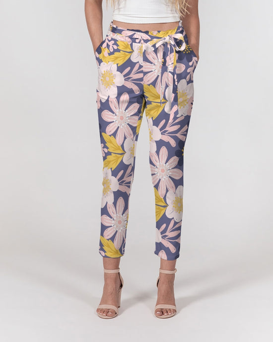 Purple Frisky Floral Women's Belted Tapered Pants