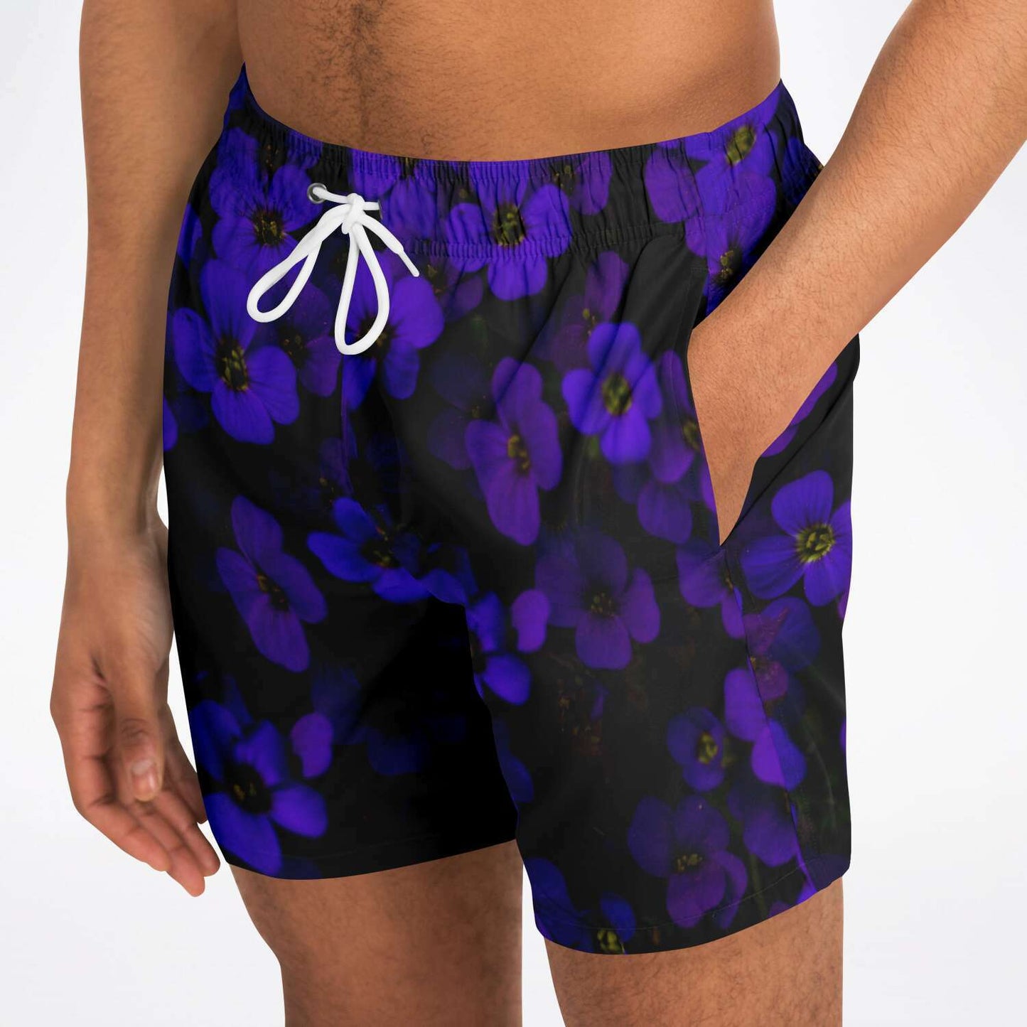 Midnight Purple Flower Swim Shorts