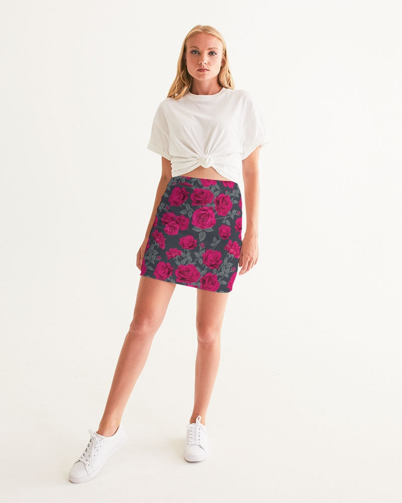 Dark Vintage Roses Women's Mini Skirt
