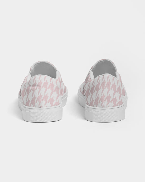Pale Pink Large Houndstooth Women's Slip-On Canvas Shoe