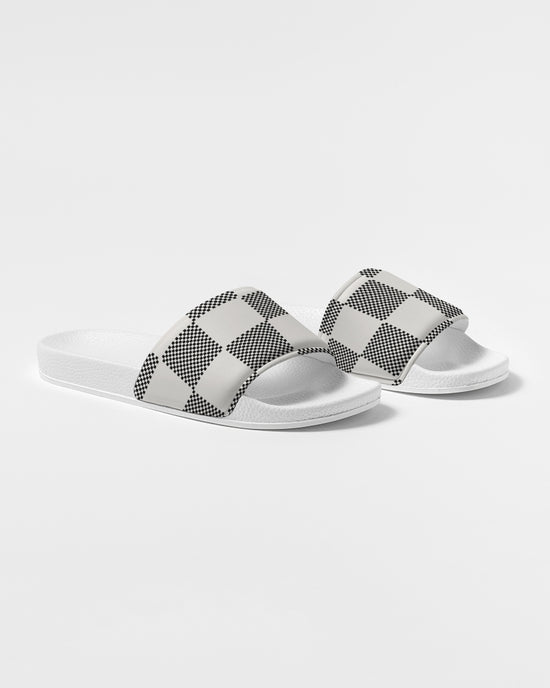 Black & Cream Check Men's Slide Sandals