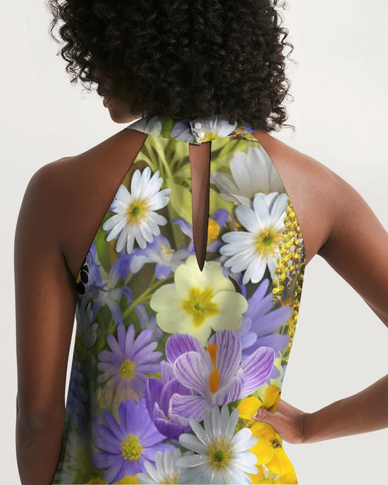 Spring Flowers Women's Halter Dress