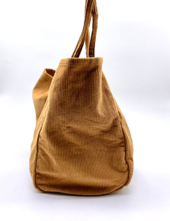 Vintage Large Brown Corduroy Tote Bag