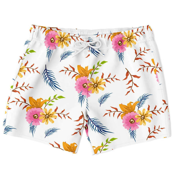 White Summer Floral Swim Shorts