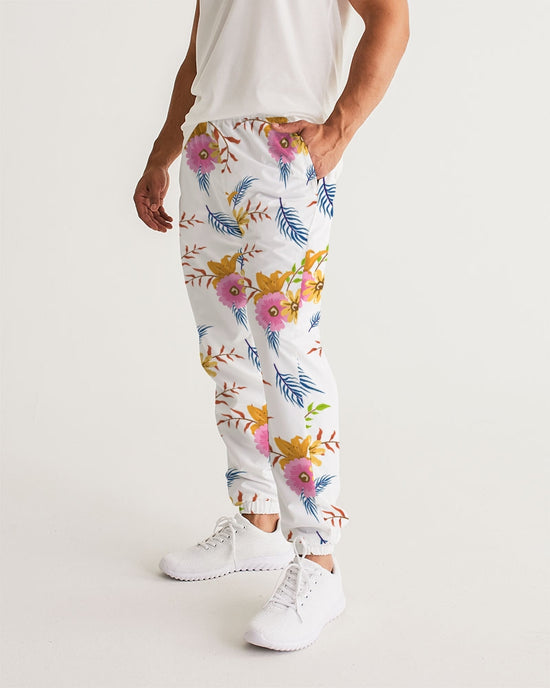 White Summer Floral Lightweight Men's Track Pants