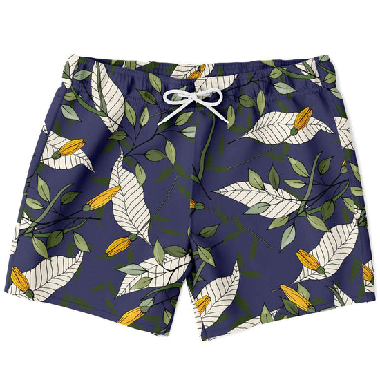 Load image into Gallery viewer, Yellow Flower Orient Blue Swim Shorts
