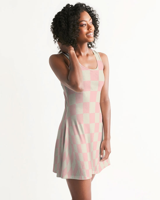 Pink Vanilla Check Women's Racerback Dress