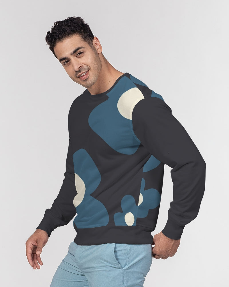 Abstract Flowers French Terry Crewneck Pullover Sweatshirt