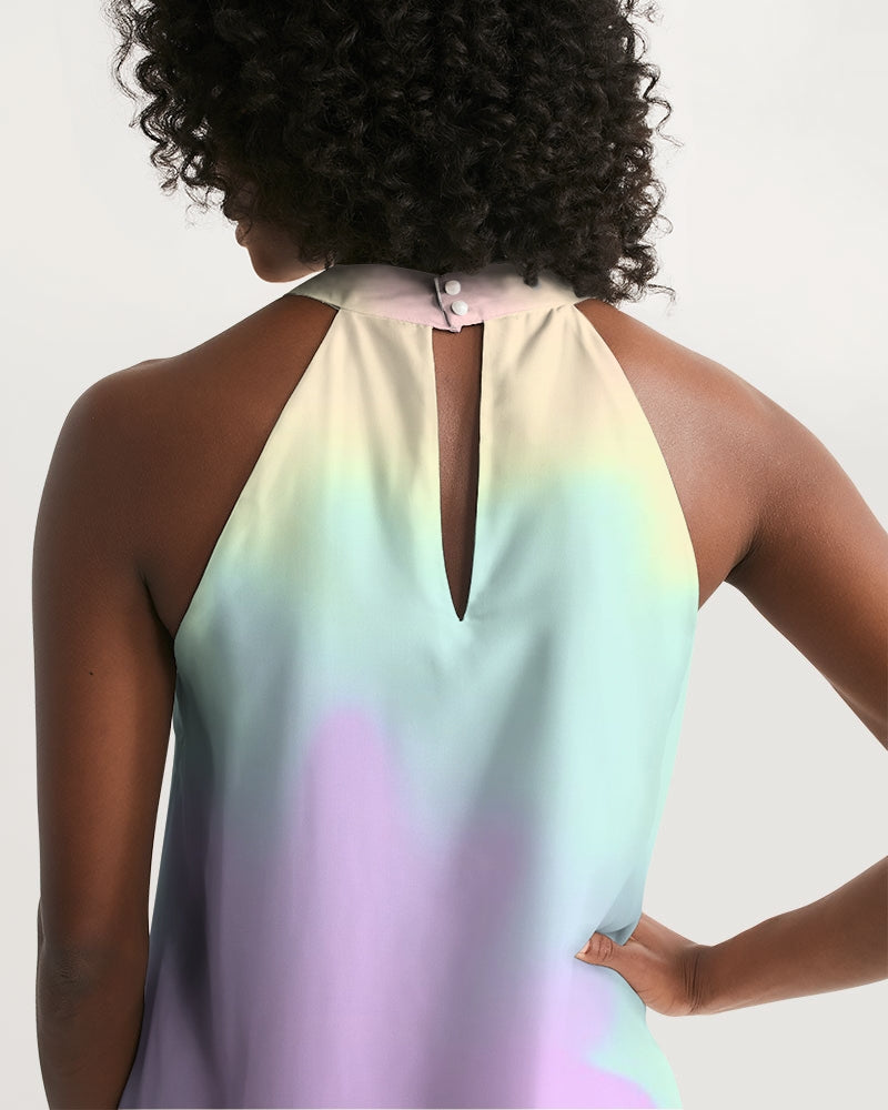 Lilac Mint Tie Dye Women's Halter Dress