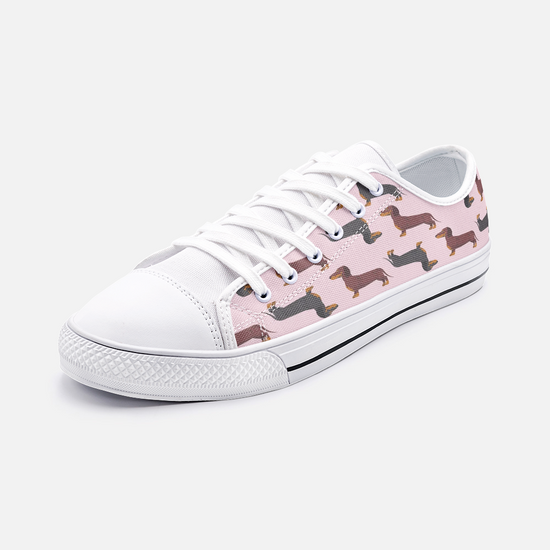 Dachshund Pink Low Top Unisex Canvas Sneakers