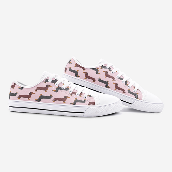 Dachshund Pink Low Top Unisex Canvas Sneakers