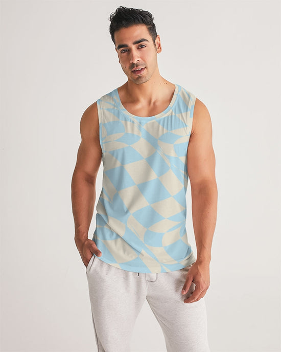 Blue & Vanilla Ripple Check Men's Sports Tank