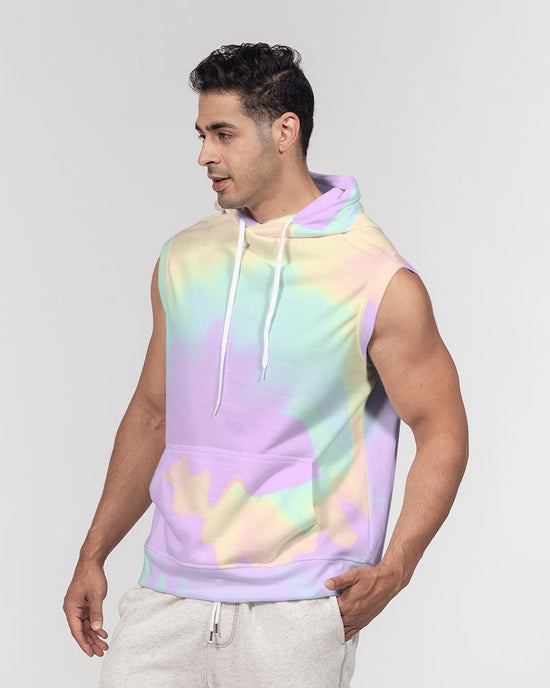 Lilac Mint Tie Dye Men's Premium Heavyweight Sleeveless Hoodie