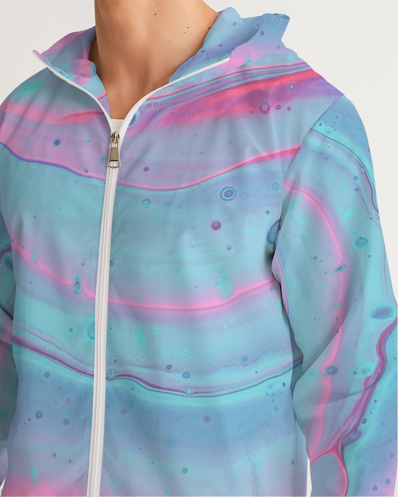 Marshmallow Marbled Men's Hooded Windbreaker