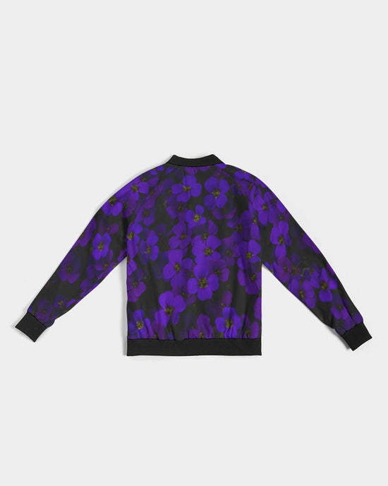 Midnight Purple Floral Women's Bomber Jacket