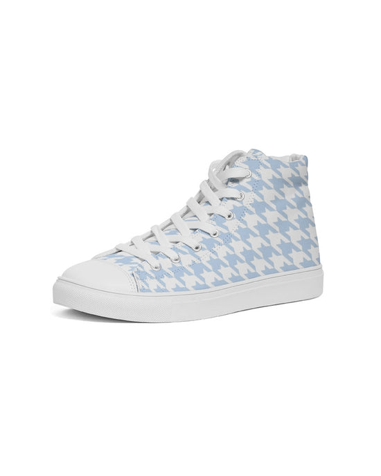 Baby Blue Large Houndstooth Men's Hightop Canvas Shoe