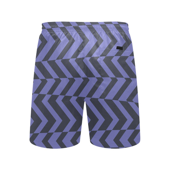 Blue Violet Charcoal Abstract Striped Board Shorts
