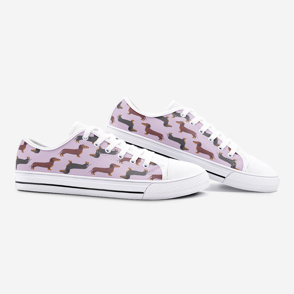 Dachshund Mauve Low Top Unisex Canvas Sneakers