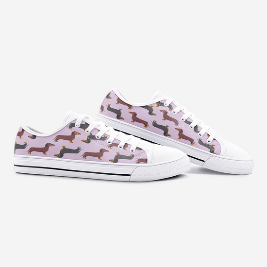 Load image into Gallery viewer, Dachshund Mauve Low Top Unisex Canvas Sneakers
