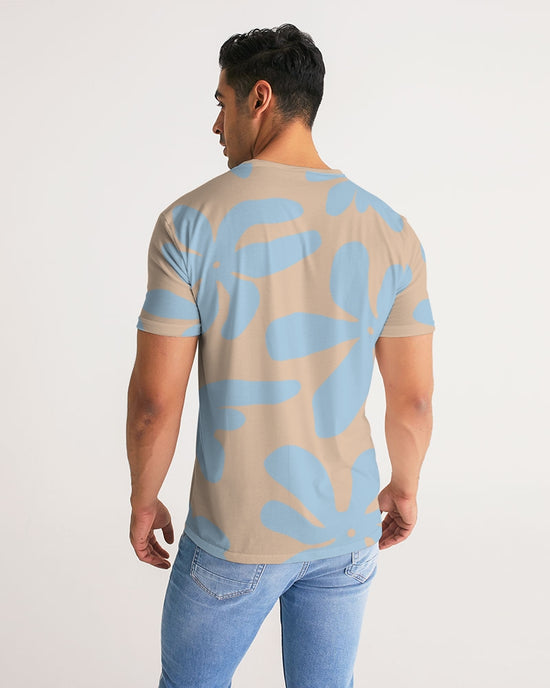 Blue & Brandy Abstract Flowers Men's T Shirt