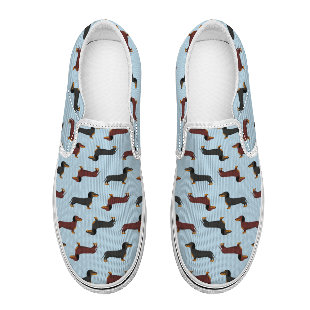 Load image into Gallery viewer, Dachshund Blue Slip On Unisex Canvas Shoes
