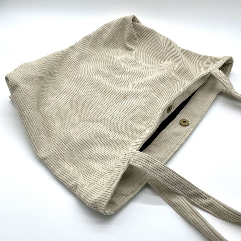 Wide Corduroy Tote Bag in Cream