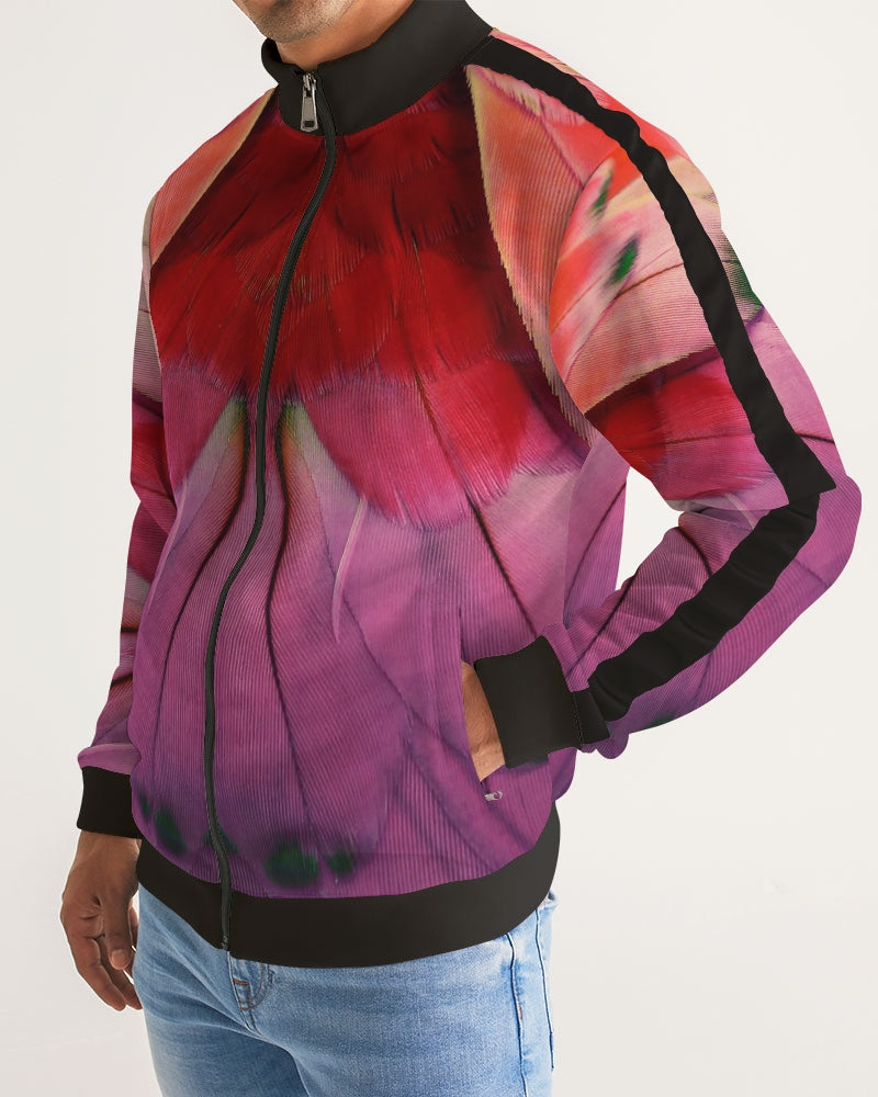 Feathered Grace Men's Stripe-Sleeve Track Jacket