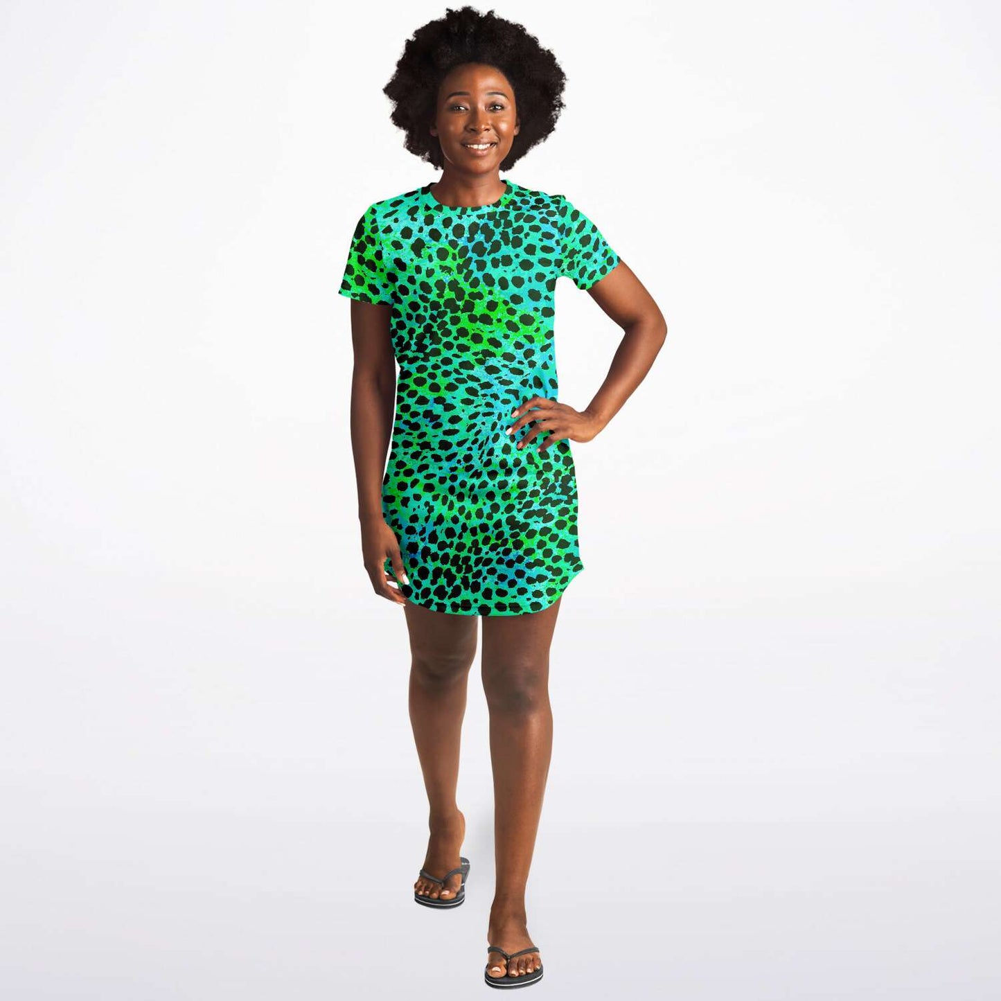 Neon Green Leopard T Shirt Dress M Neon Green Leopard T Shirt Dress M