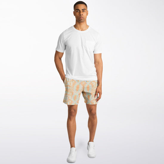 Green & Orange Snake Men's Fleece Shorts