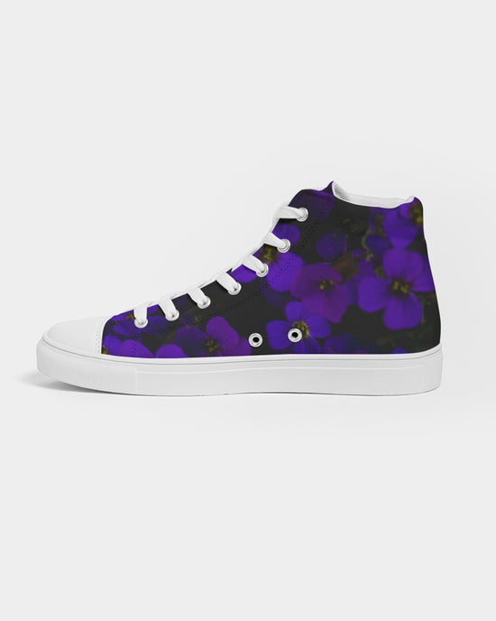 Midnight Purple Floral Women's Hightop Canvas Shoe