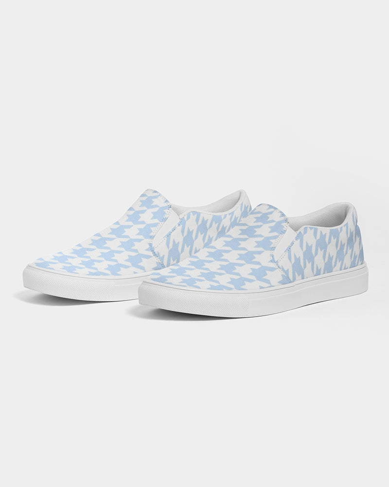 Pale Blue Large Houndstooth Men's Slip On Canvas Shoe