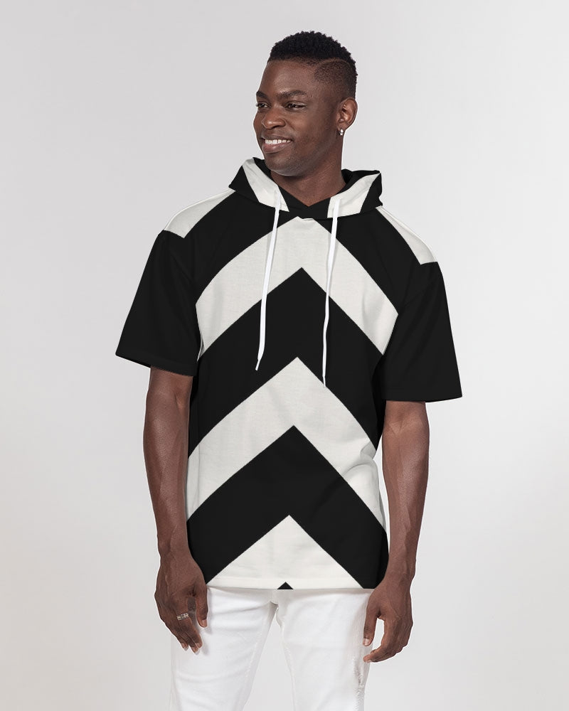 Black & White Stripe Premium Heavyweight Short Sleeve Hoodie
