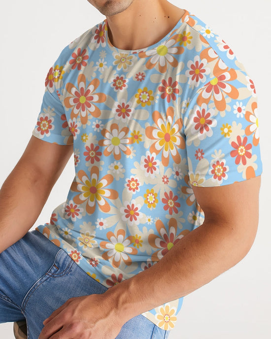 Blue Blooming Mod Floral Men's Tee