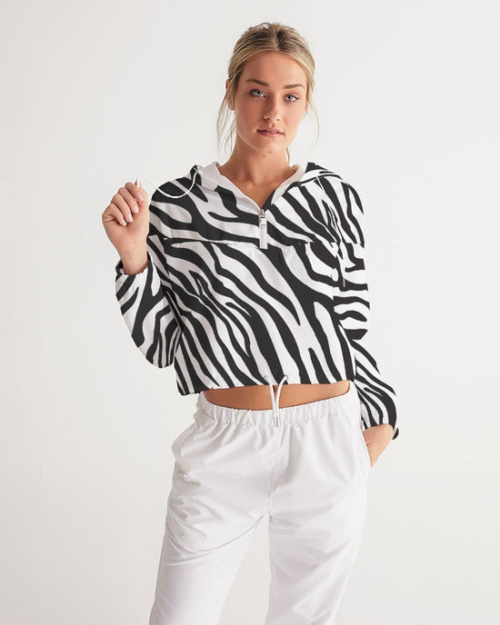 Zebra Print Women's Cropped Windbreaker