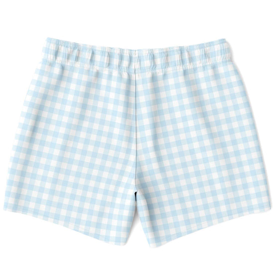 Pale Blue Gingham Check Swim Shorts