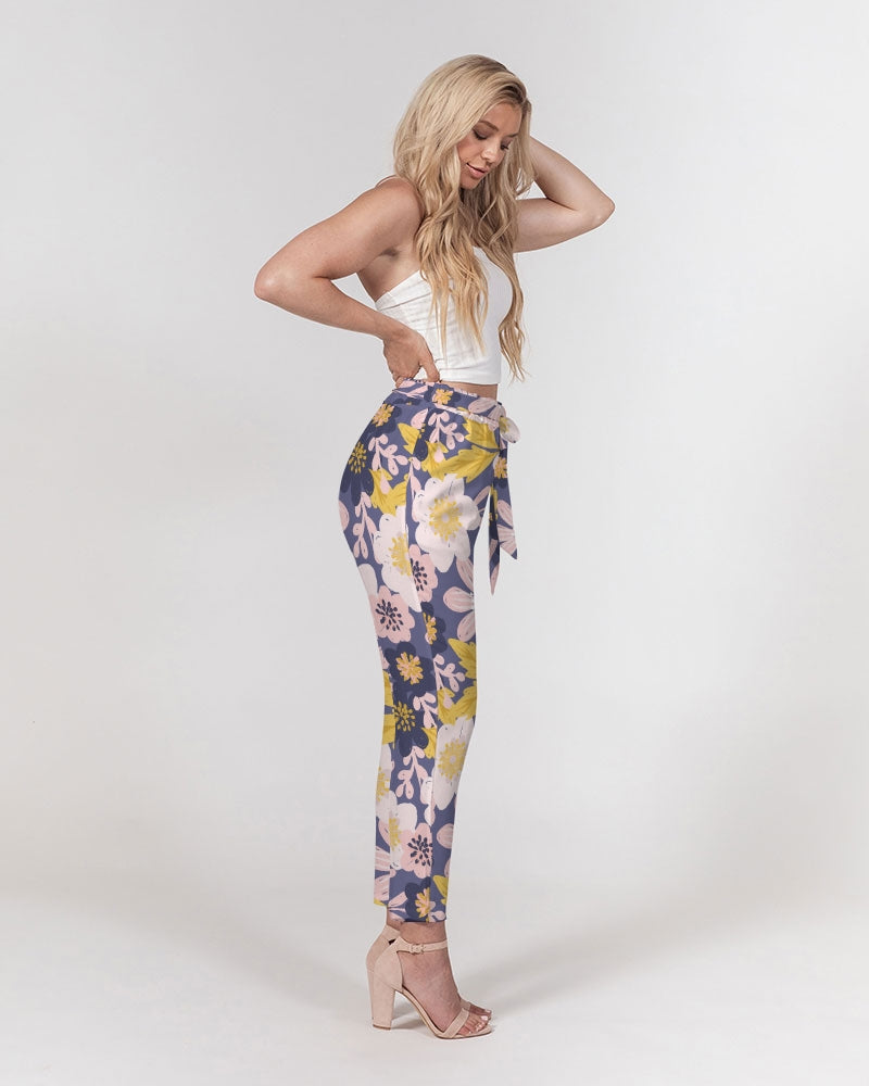 Purple Frisky Floral Women's Belted Tapered Pants