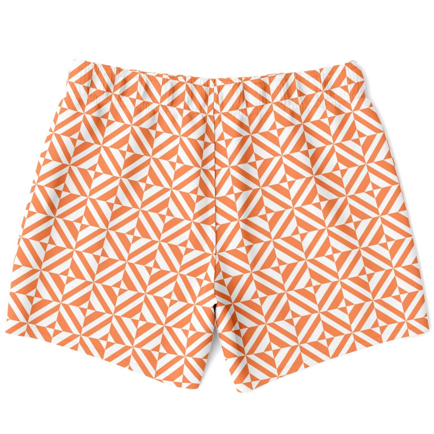 Orange Geometric Pattern Swim Shorts
