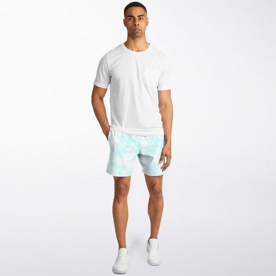 Blue Cloud Pastel Tie Dye Men's Fleece Shorts